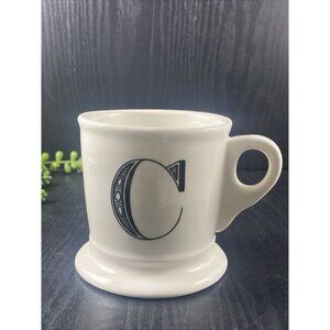 Anthropologie Letter C Initial Monogram Shaving Mug White/Black Coffee Mug Cup